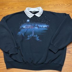 A Murder at the End of the World Vintage Night Sky Collar Crewneck Sweatshirt XL